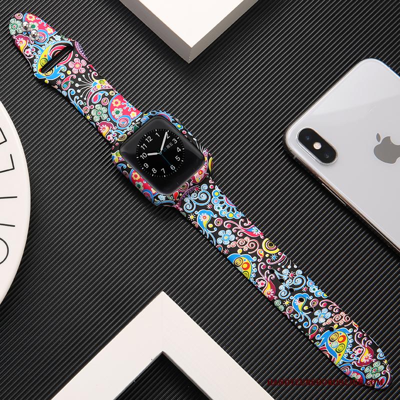 Apple Watch Series 1 Bescherming Siliconen Trendy Merk Zwart Bedrukken Hoesje