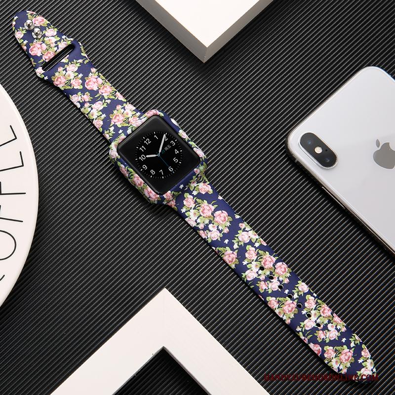 Apple Watch Series 1 Bescherming Siliconen Trendy Merk Zwart Bedrukken Hoesje