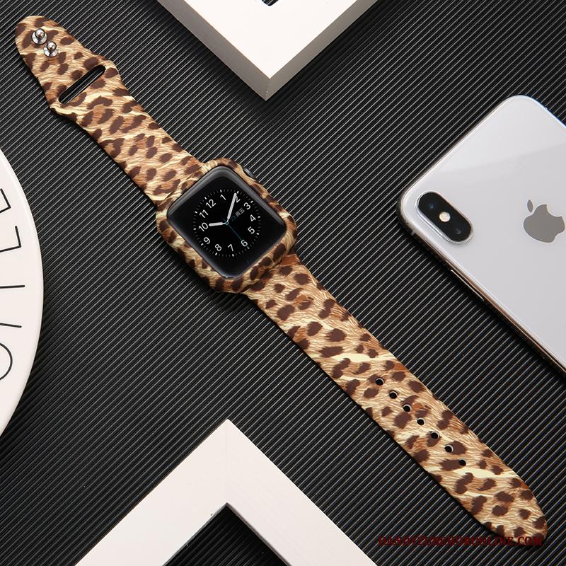 Apple Watch Series 1 Bescherming Siliconen Trendy Merk Zwart Bedrukken Hoesje