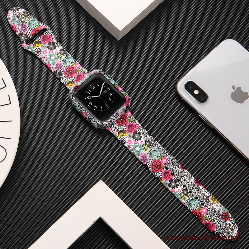 Apple Watch Series 1 Bescherming Siliconen Trendy Merk Zwart Bedrukken Hoesje