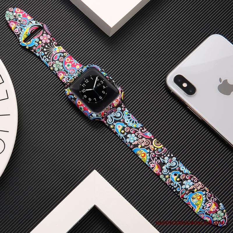 Apple Watch Series 3 Bedrukken Wit Hoesje Bescherming Trendy Merk Zwart Siliconen