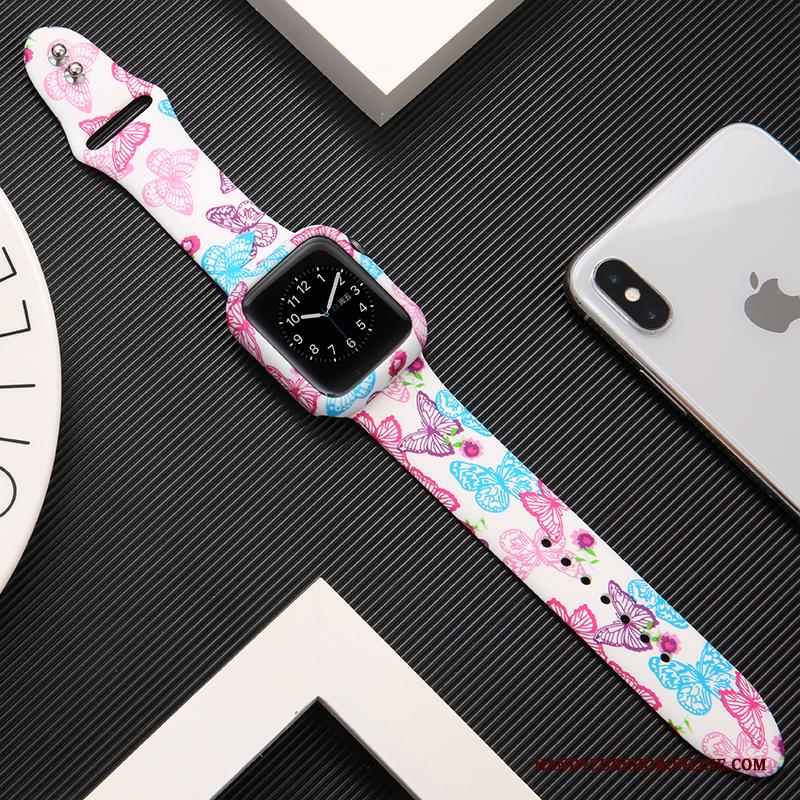 Apple Watch Series 3 Bedrukken Wit Hoesje Bescherming Trendy Merk Zwart Siliconen