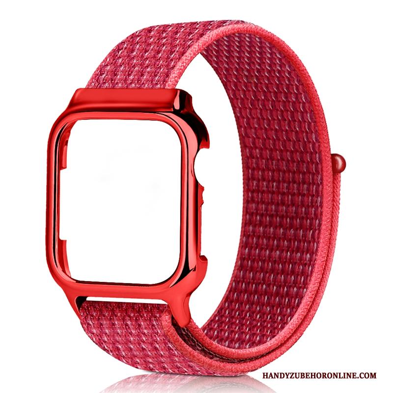 Apple Watch Series 3 Hoesje Nylon Rood Zwart Plating Trend Scheppend