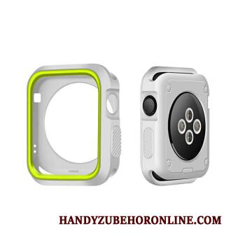 Apple Watch Series 3 Wit Bescherming Twee Kleuren Siliconen Hoes Hoesje Groen