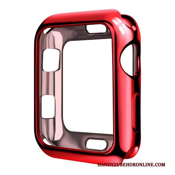 Apple Watch Series 4 Hoesje Dun Rood Hoes Doorzichtig Bescherming Plating Zacht