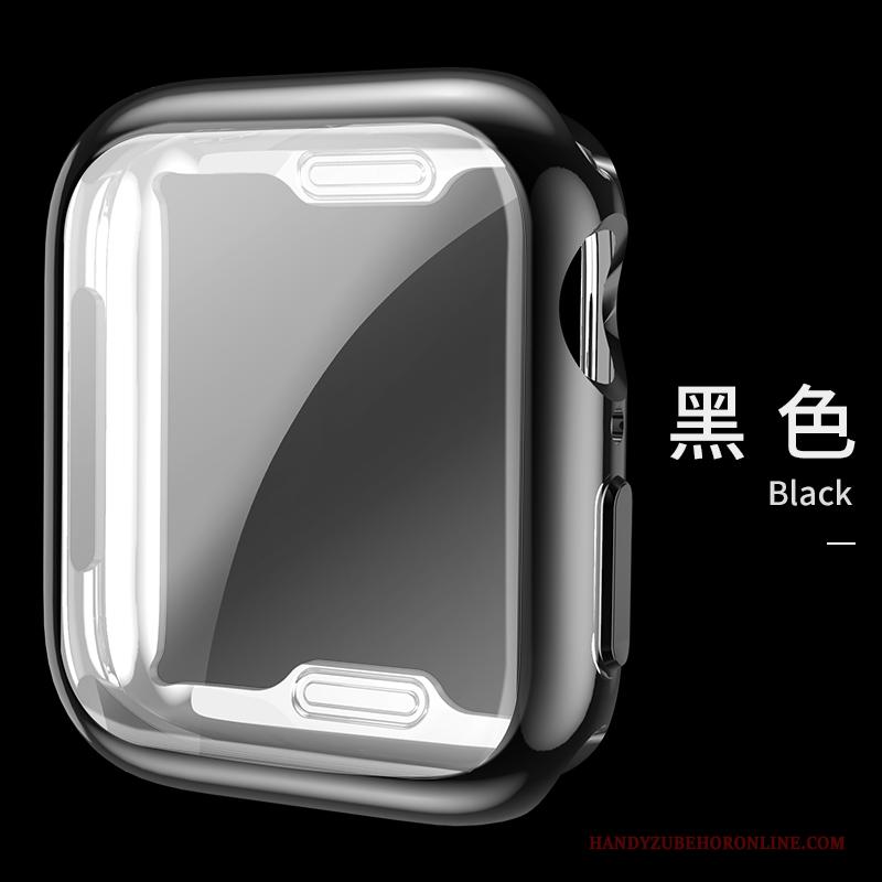 Apple Watch Series 4 Hoesje Plating All Inclusive Zwart Siliconen Anti-fall Bescherming Skärmskydd