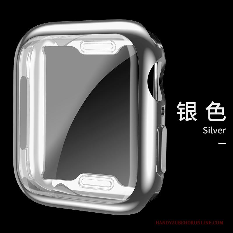 Apple Watch Series 4 Hoesje Plating All Inclusive Zwart Siliconen Anti-fall Bescherming Skärmskydd