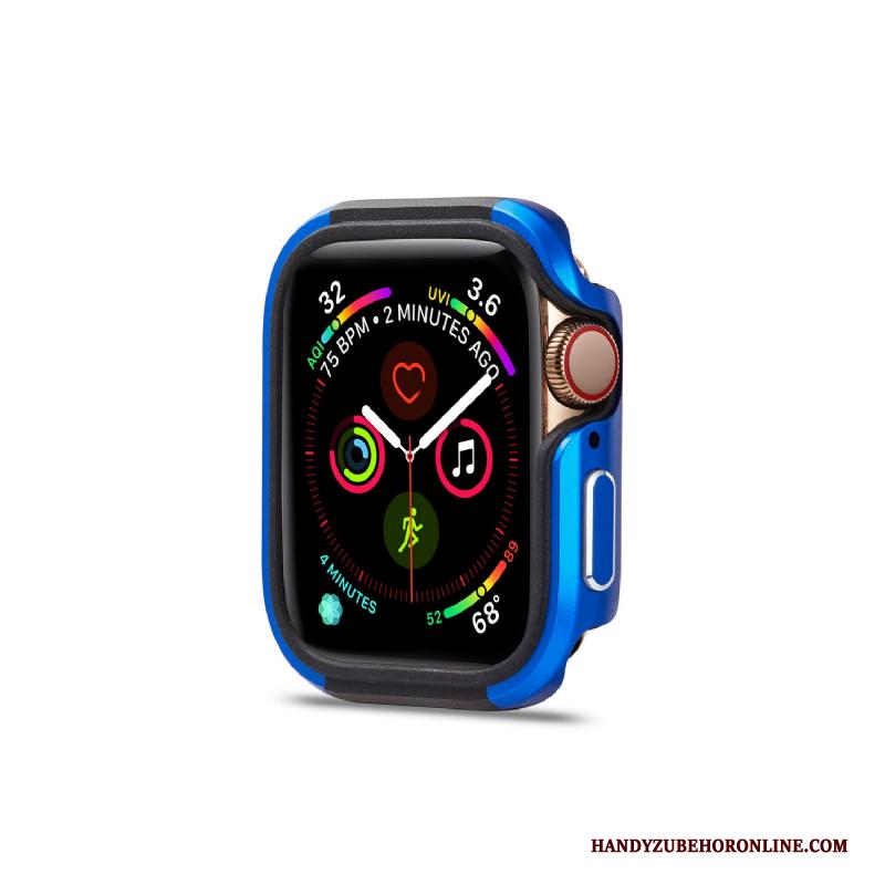 Apple Watch Series 4 Metaal Hoesje Pu Omlijsting Blauw Bescherming Legering