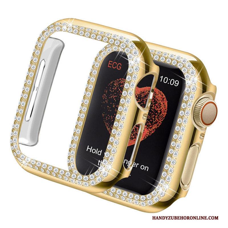 Apple Watch Series 5 Hard Hoesje Plating Lichte En Dun Omlijsting Goud Met Strass