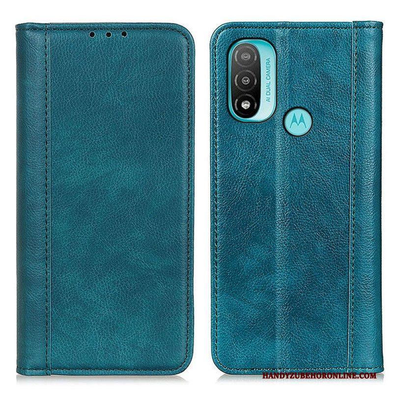 Bescherming Hoesje voor Moto E40 / E30 / E20 Folio-hoesje Elegantie Split Litchi Leer