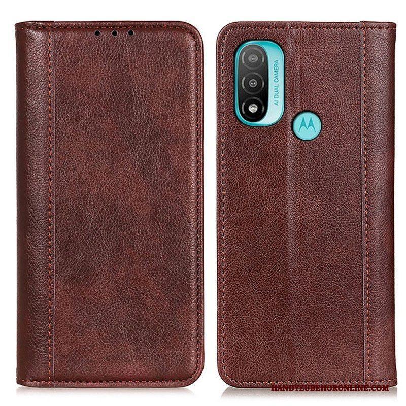 Bescherming Hoesje voor Moto E40 / E30 / E20 Folio-hoesje Elegantie Split Litchi Leer