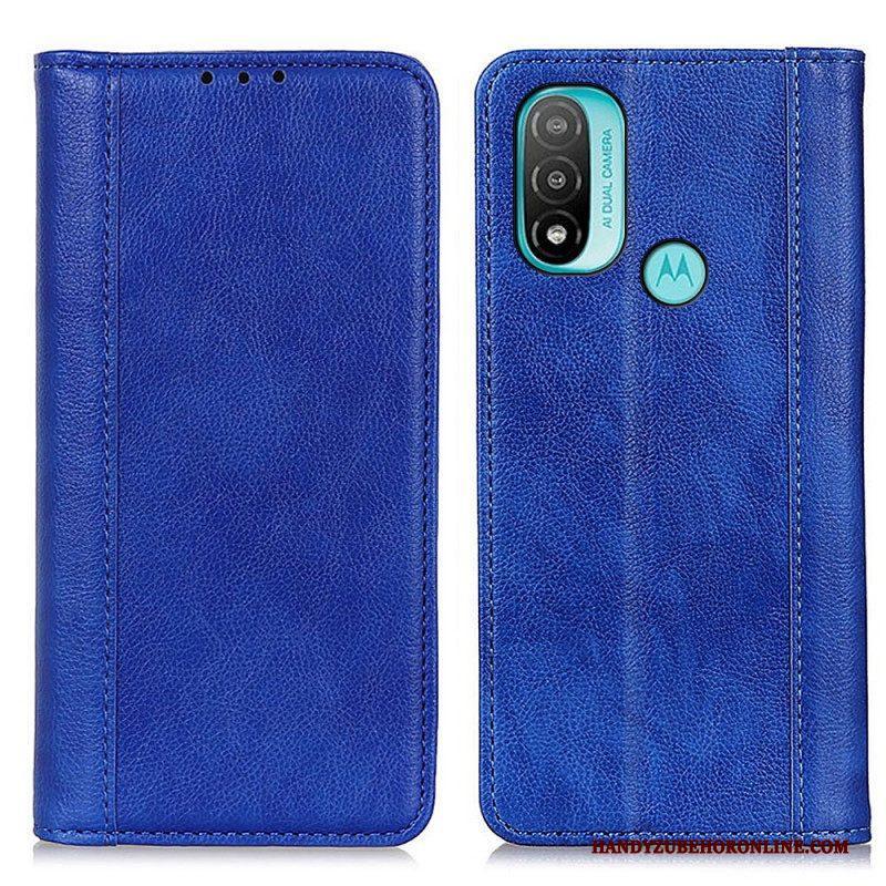 Bescherming Hoesje voor Moto E40 / E30 / E20 Folio-hoesje Elegantie Split Litchi Leer