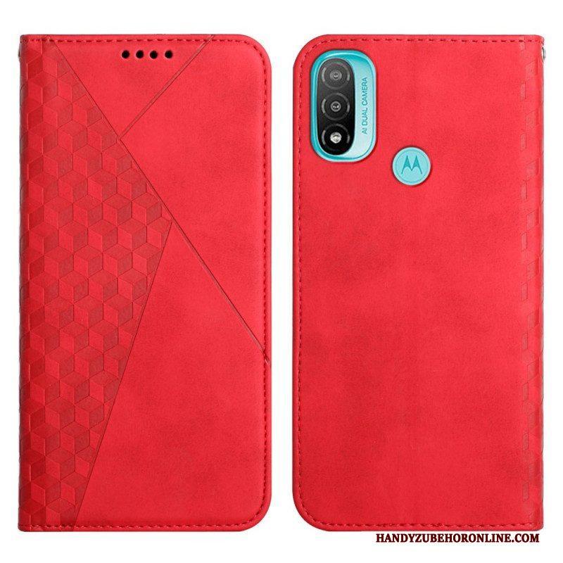 Bescherming Hoesje voor Moto E40 / E30 / E20 Folio-hoesje Geo Leereffect