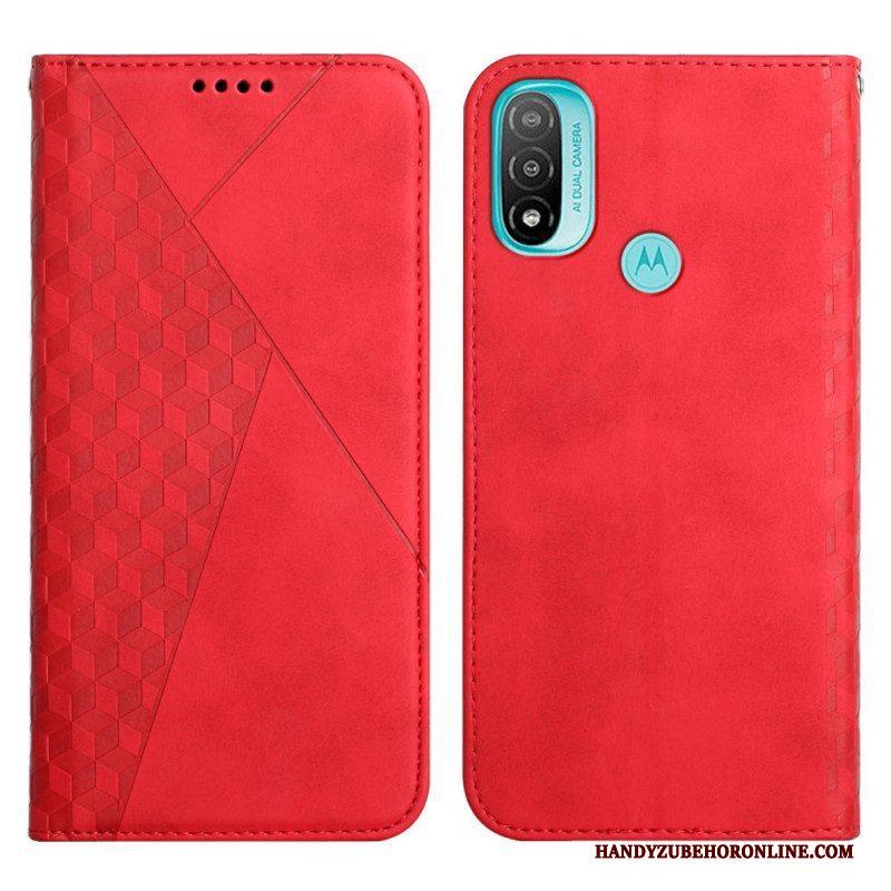 Bescherming Hoesje voor Moto E40 / E30 / E20 Folio-hoesje Geo Leereffect