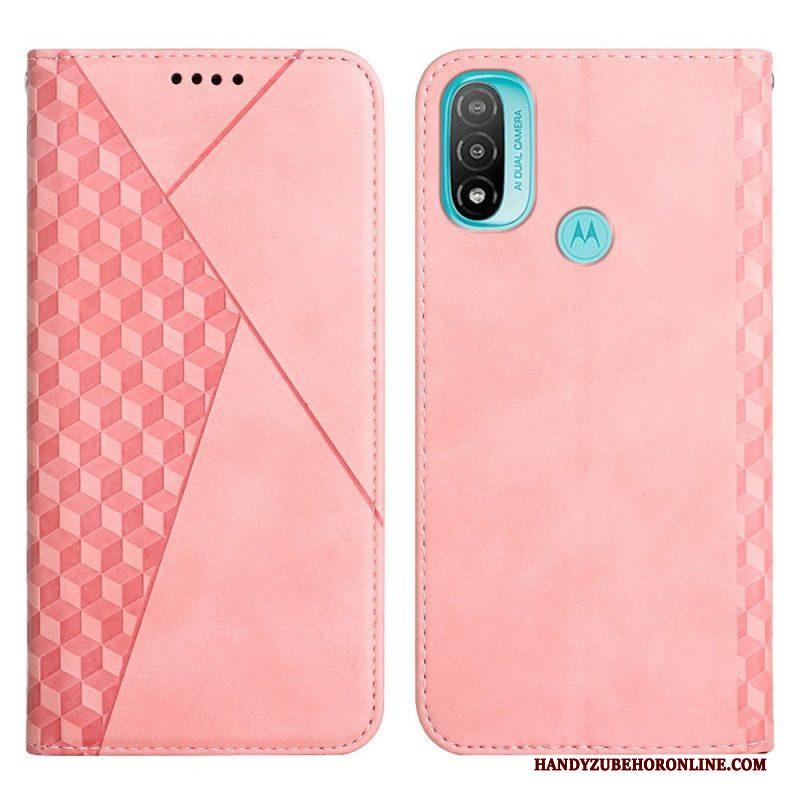 Bescherming Hoesje voor Moto E40 / E30 / E20 Folio-hoesje Geo Leereffect