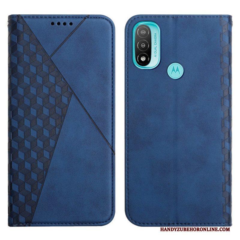 Bescherming Hoesje voor Moto E40 / E30 / E20 Folio-hoesje Geo Leereffect