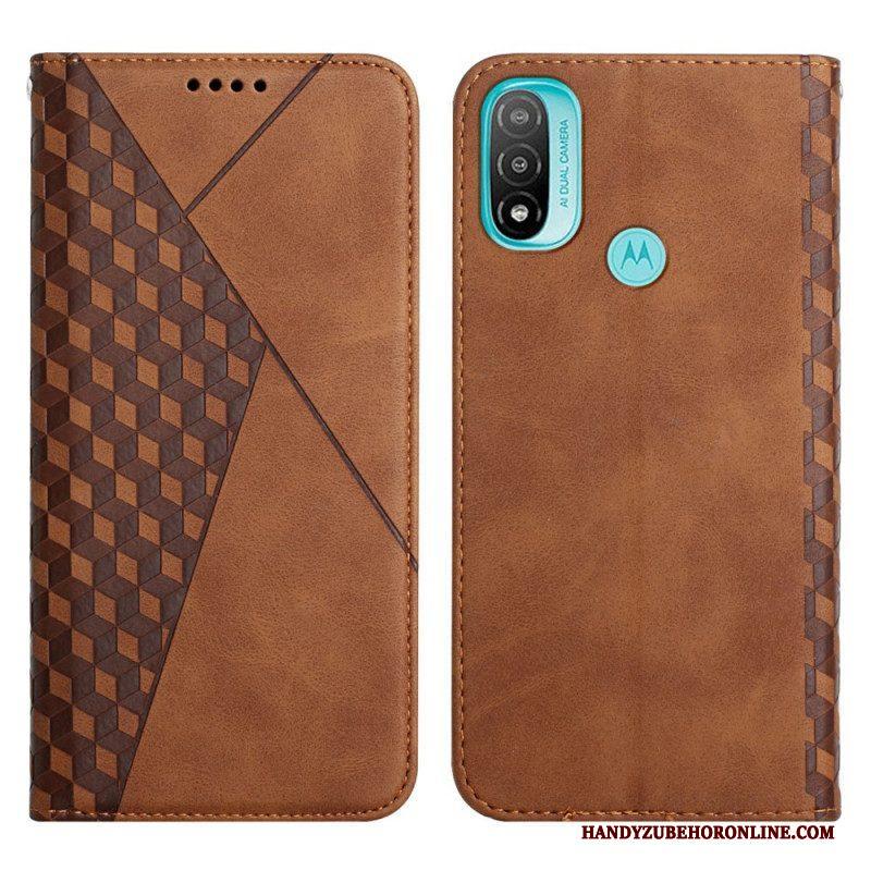 Bescherming Hoesje voor Moto E40 / E30 / E20 Folio-hoesje Geo Leereffect