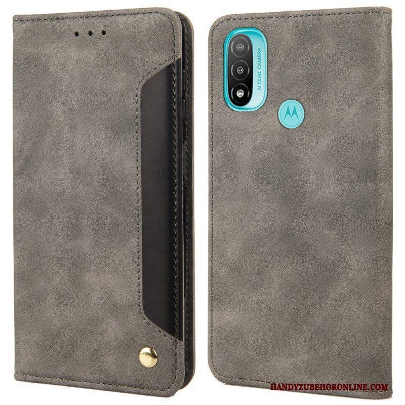 Bescherming Hoesje voor Moto E40 / E30 / E20 Folio-hoesje Tweekleurig Zakelijk Leereffect