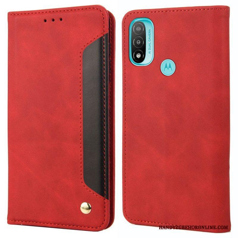 Bescherming Hoesje voor Moto E40 / E30 / E20 Folio-hoesje Tweekleurig Zakelijk Leereffect