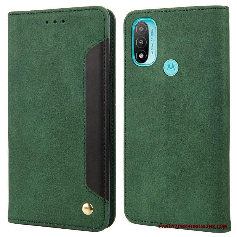 Bescherming Hoesje voor Moto E40 / E30 / E20 Folio-hoesje Tweekleurig Zakelijk Leereffect