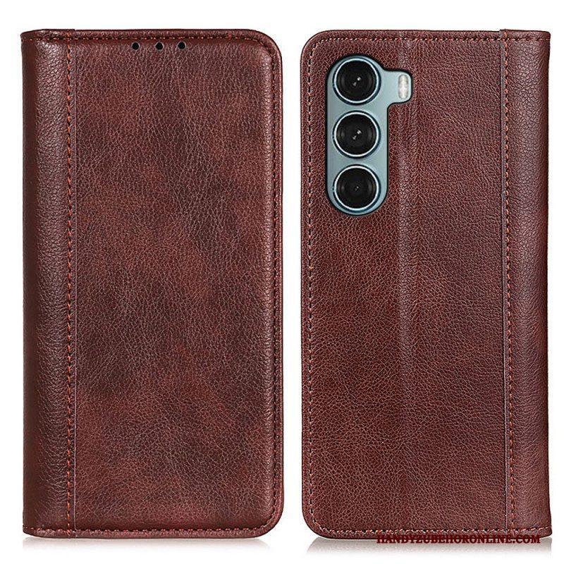 Bescherming Hoesje voor Moto G200 5G Folio-hoesje Litchi Split Lederen Versie