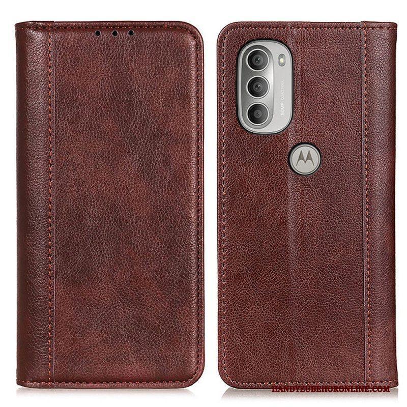 Bescherming Hoesje voor Moto G51 5G Folio-hoesje Elegantie Split Litchi Leer