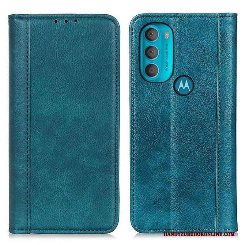 Bescherming Hoesje voor Moto G71 5G Folio-hoesje Elegantie Split Litchi Leer