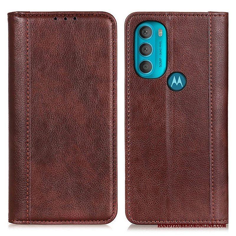 Bescherming Hoesje voor Moto G71 5G Folio-hoesje Elegantie Split Litchi Leer