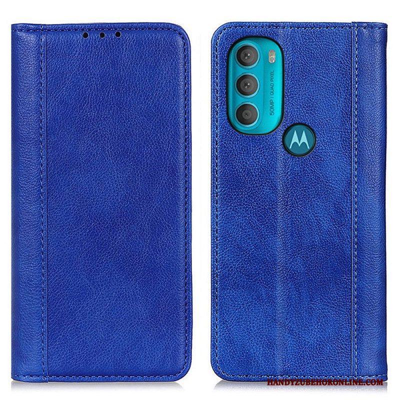 Bescherming Hoesje voor Moto G71 5G Folio-hoesje Elegantie Split Litchi Leer