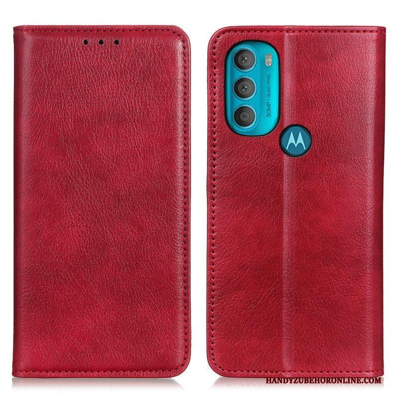 Bescherming Hoesje voor Moto G71 5G Folio-hoesje Getextureerd Splitleer