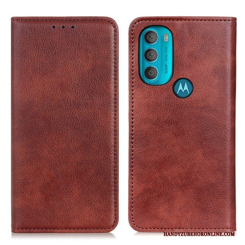 Bescherming Hoesje voor Moto G71 5G Folio-hoesje Getextureerd Splitleer