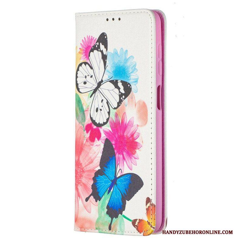 Bescherming Hoesje voor Samsung Galaxy M12 / A12 Folio-hoesje Kleurrijke Vlinders