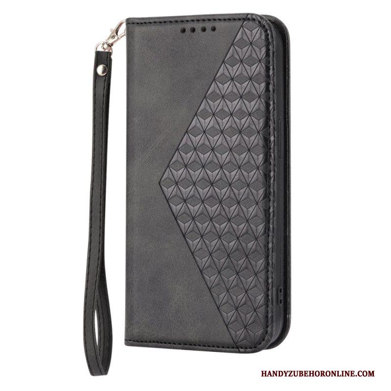 Bescherming Hoesje voor Samsung Galaxy S23 Plus 5G Met Ketting Folio-hoesje Strappy-patroon In 3d