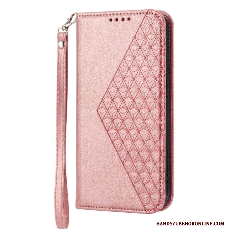 Bescherming Hoesje voor Samsung Galaxy S23 Plus 5G Met Ketting Folio-hoesje Strappy-patroon In 3d