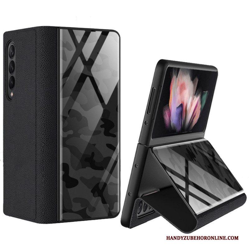 Bescherming Hoesje voor Samsung Galaxy Z Fold 3 5G Folio-hoesje Camouflage Gehard Glas