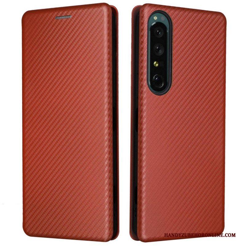 Bescherming Hoesje voor Sony Xperia 1 IV Folio-hoesje Koolstofvezel Textuur