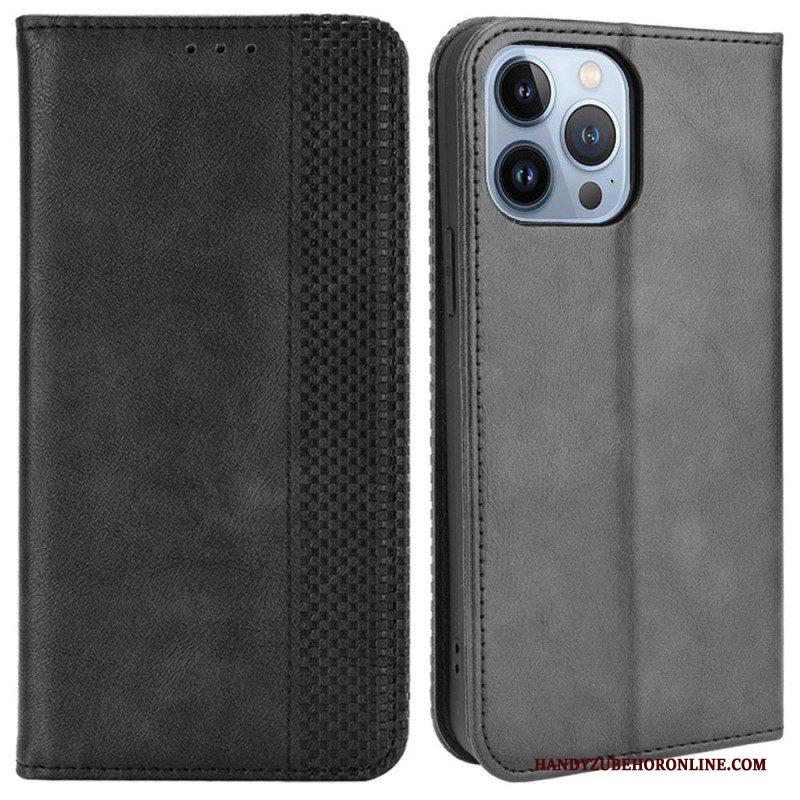 Bescherming Hoesje voor iPhone 14 Plus Folio-hoesje Gestileerd Vintage Leereffect