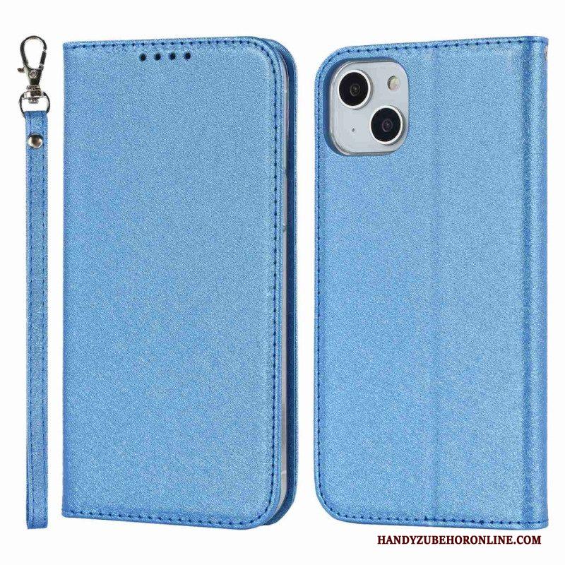 Bescherming Hoesje voor iPhone 14 Plus Folio-hoesje Zachte Lederen Stijl Met Riem