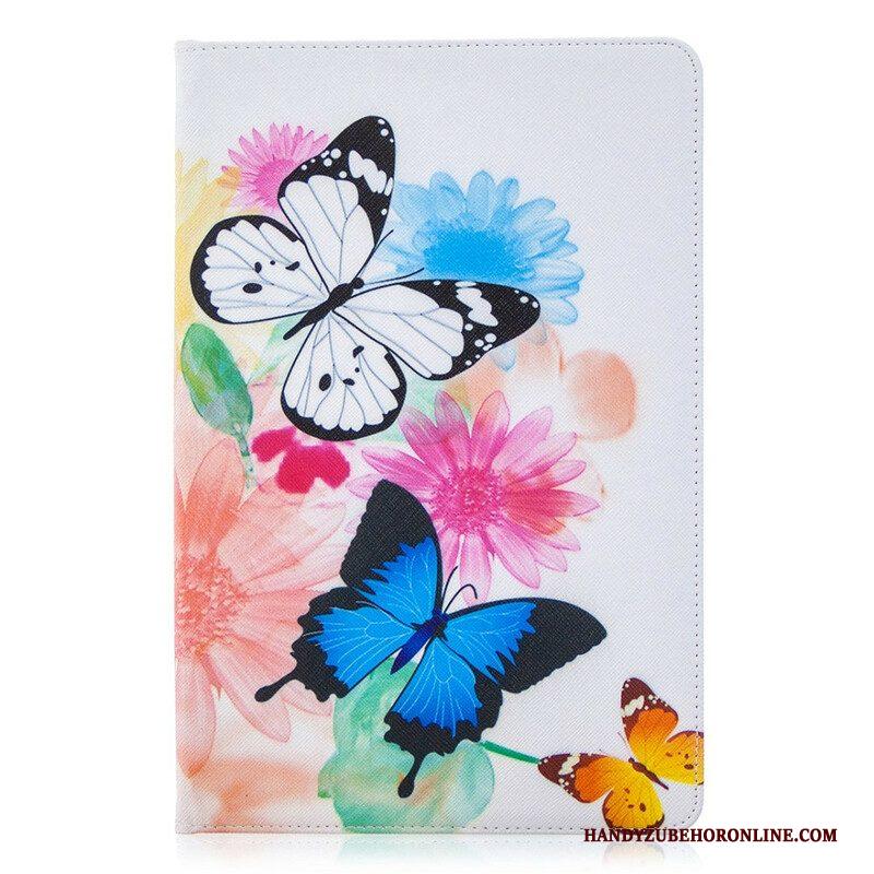 Cover voor Samsung Galaxy Tab S8 / Tab S7 Aquarel Vlinders