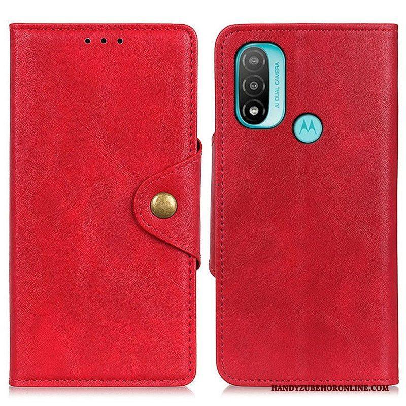 Flip Case voor Moto E40 / E30 / E20 Vintage Kunstleer En Knop