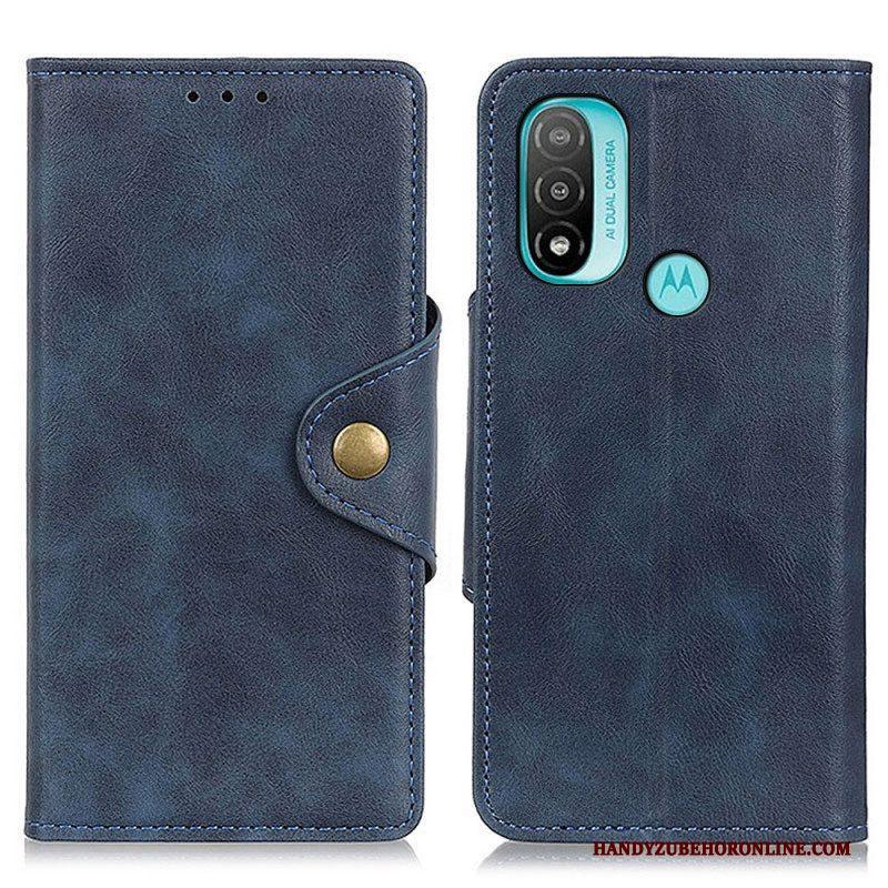 Flip Case voor Moto E40 / E30 / E20 Vintage Kunstleer En Knop