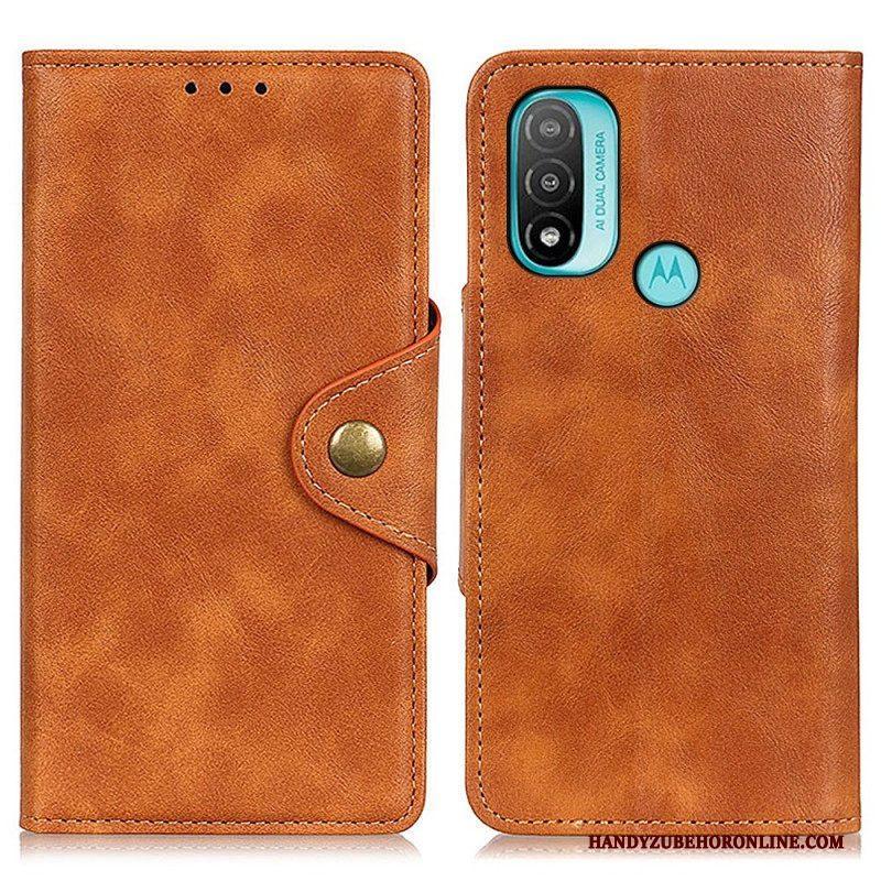 Flip Case voor Moto E40 / E30 / E20 Vintage Kunstleer En Knop