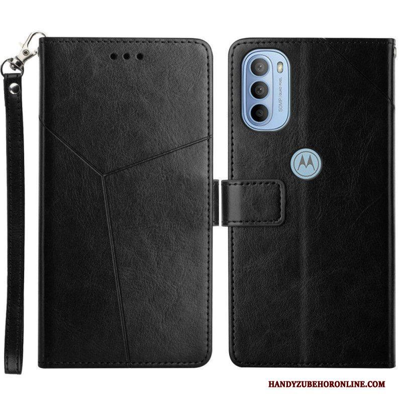 Flip Case voor Moto G51 5G Stijl Leer Geo Y Design