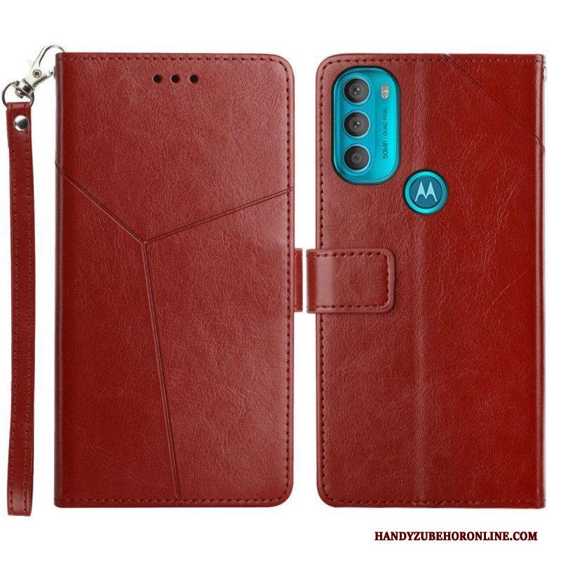 Flip Case voor Moto G71 5G Stijl Leer Geo Y Design