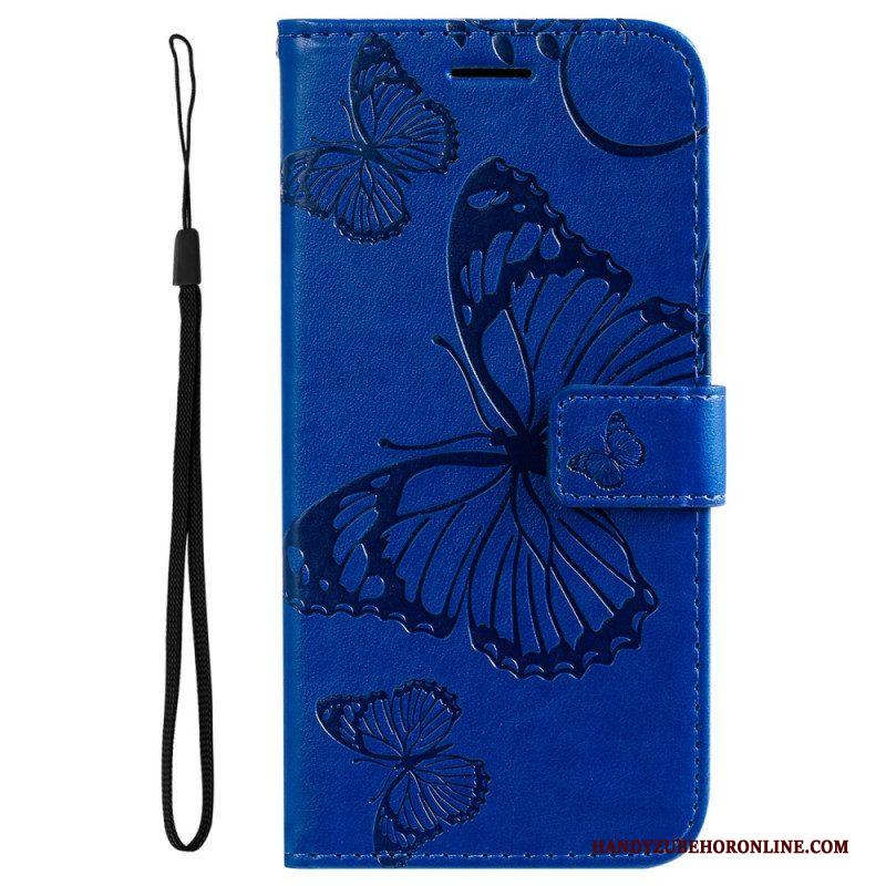 Flip Case voor Samsung Galaxy A53 5G Met Ketting Gigantische Riemvlinders