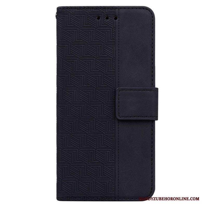 Flip Case voor Samsung Galaxy A54 5G Discrete Patronen En Riem