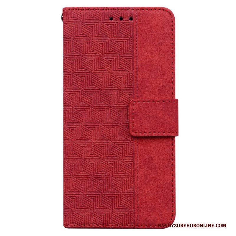 Flip Case voor Samsung Galaxy A54 5G Discrete Patronen En Riem