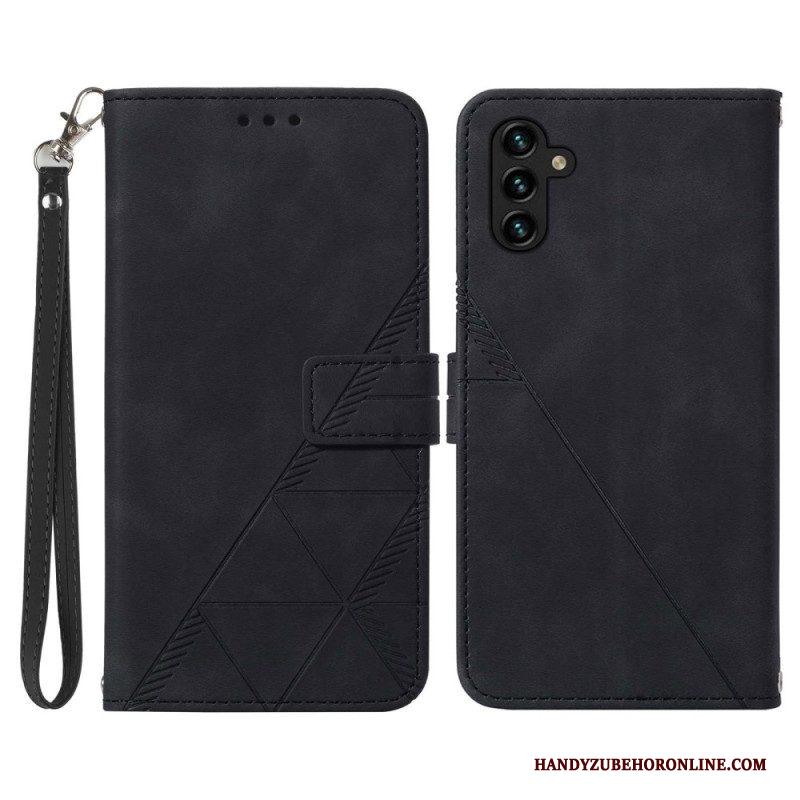 Flip Case voor Samsung Galaxy A54 5G Met Ketting Riem Driehoeken