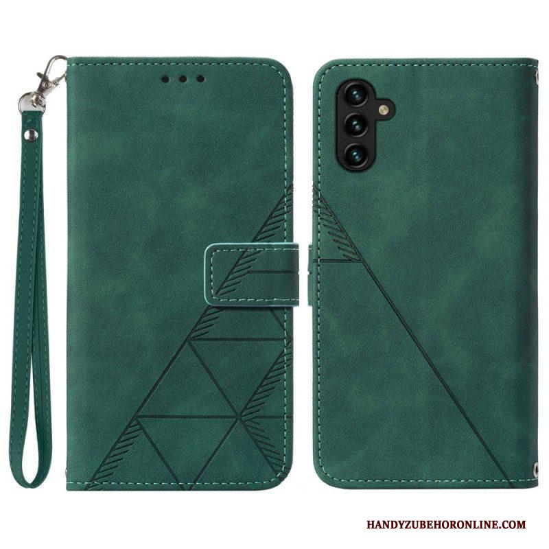 Flip Case voor Samsung Galaxy A54 5G Met Ketting Riem Driehoeken