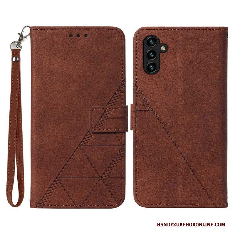 Flip Case voor Samsung Galaxy A54 5G Met Ketting Riem Driehoeken